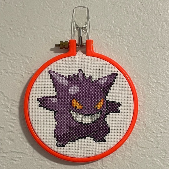 Handmade Gengar Cross Stitch - Picture 2 of 3